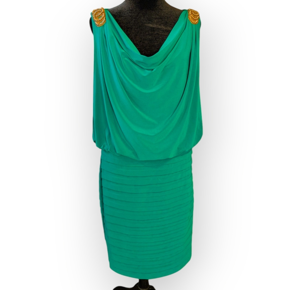 Jessica Emerald Green Roman Draped Dress Size 14 Sears Saint Patrick's